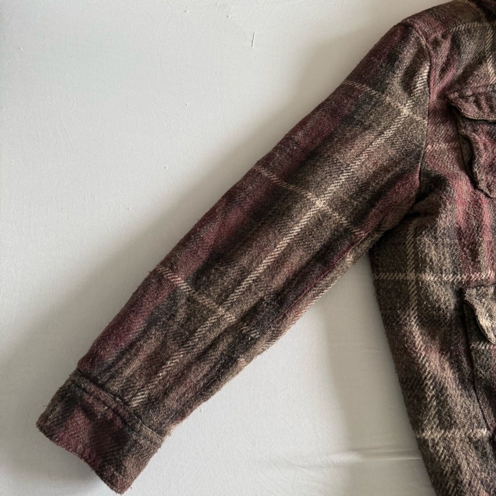 Vintage Chore Jacket Mens XL Flannel Wool Blend Barn Coat Workwear Utility Brown - Picture 5 of 16